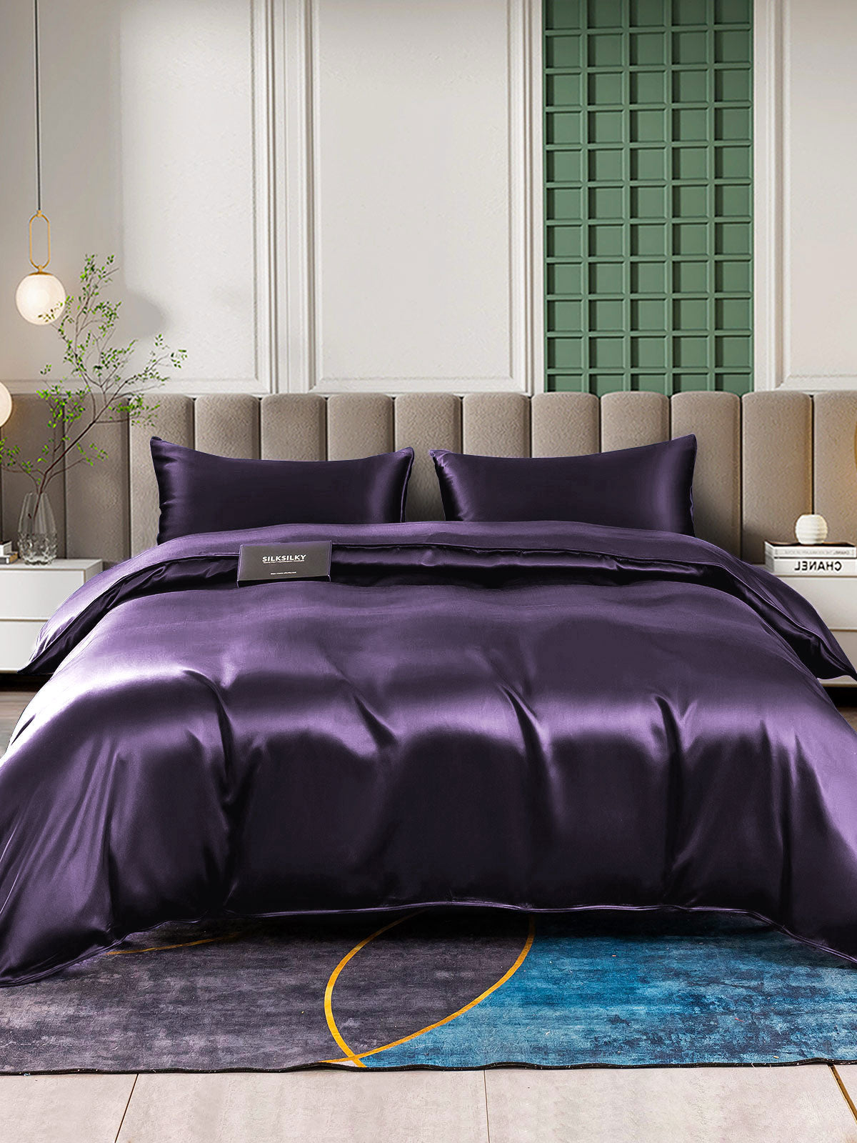 [Mørklilla] SilkSilky-NO 25Momme Bedding Set 002