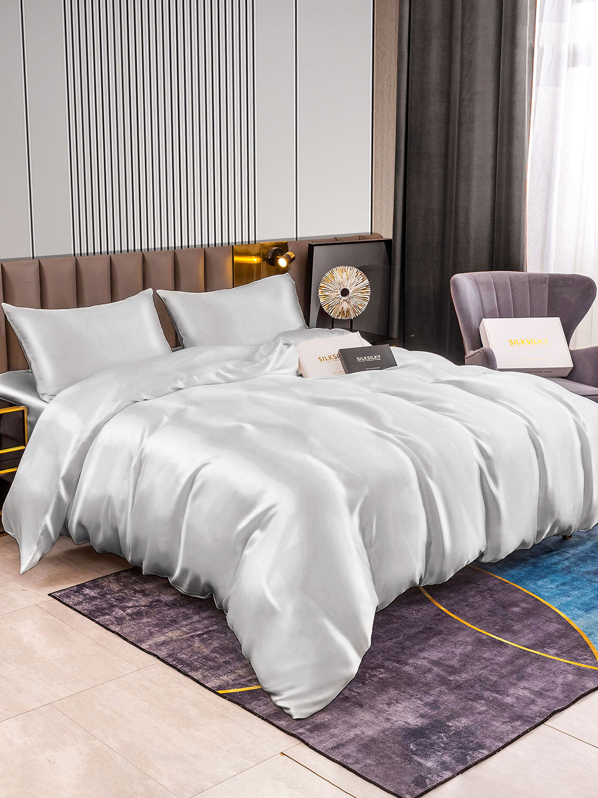 [Sølv] SilkSilky-NO 22Momme Bedding Set 002
