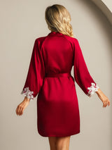 [Vin] SilkSilky-NO 3/4 Sleeve Morgenkåpe for Kvinner 002