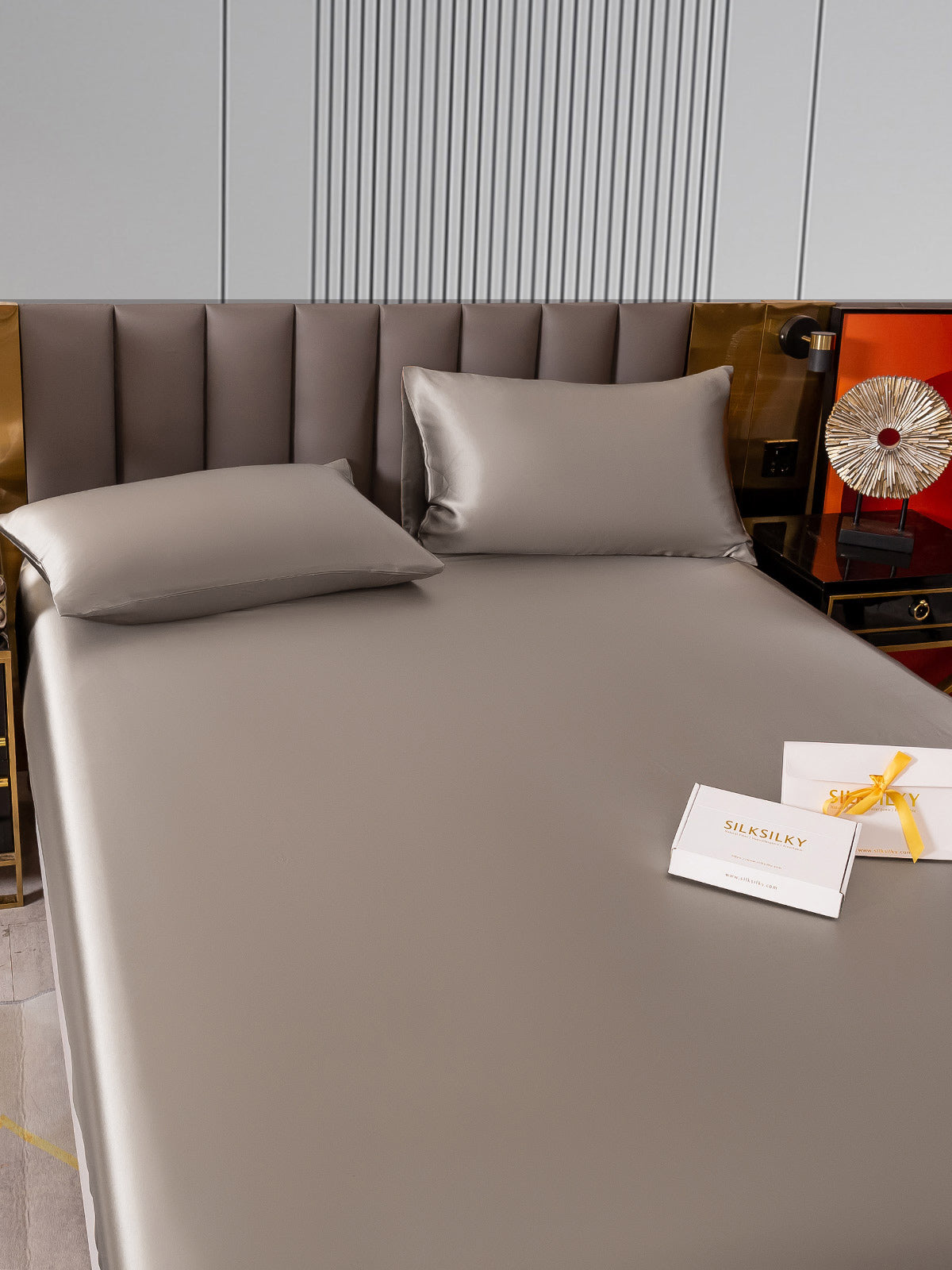 [Grå] SilkSilky-NO 22Momme Bedding Set 005
