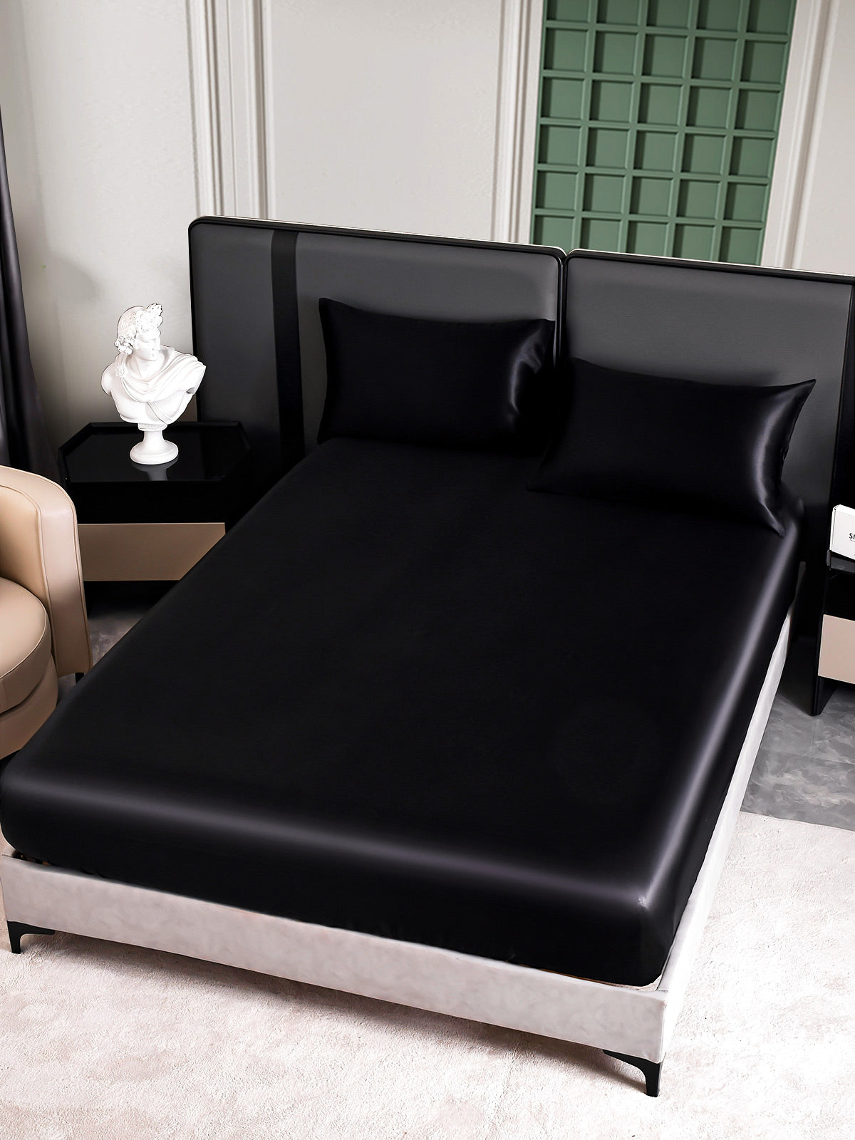[Svart] SilkSilky-NO 25Momme Bedding Set 005