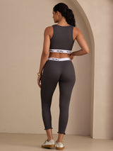 [Grå] SilkSilky-NO Sleeveless Crew Neck Women's Outfit Sets 002