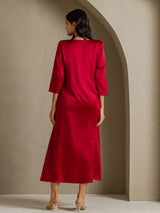 [Vin] SilkSilky-NO 3/4 Sleeve Round Neck Kjole 002