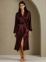 [Brun] SilkSilky-NO Long Sleeve Morgenkåpe for Kvinner 001