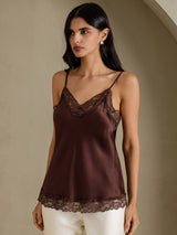 [Brun] SilkSilky-NO V Neck Camisole Topp 003