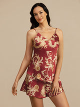 [Vinrød Drage] SilkSilky-NO Spaghetti Strap V Neck Camisole sett 004