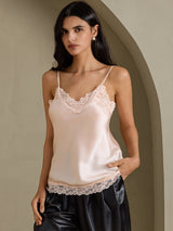 [Rosa] SilkSilky-NO V Neck Camisole Topp 003