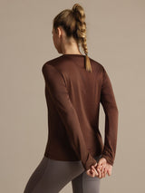 [Kaffe] SilkSilky-NO Langermet Tett Crew Neck T-skjorte for Kvinner 002