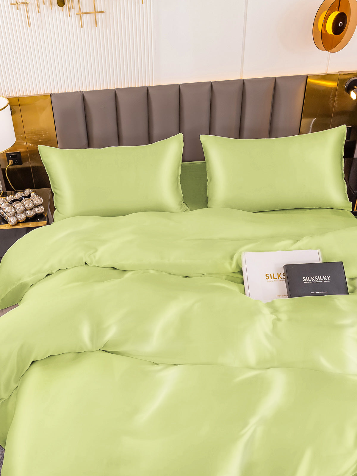 [Mintgrønn] SilkSilky-NO 19Momme Bedding Set 003