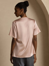 [Toscana] SilkSilky-NO Short Sleeve Cowl Neck Damebluser 002