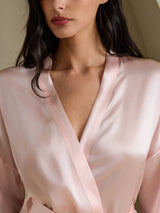 [Lyserosa] SilkSilky-NO 3/4 Sleeve Morgenkåpe for Kvinner 004