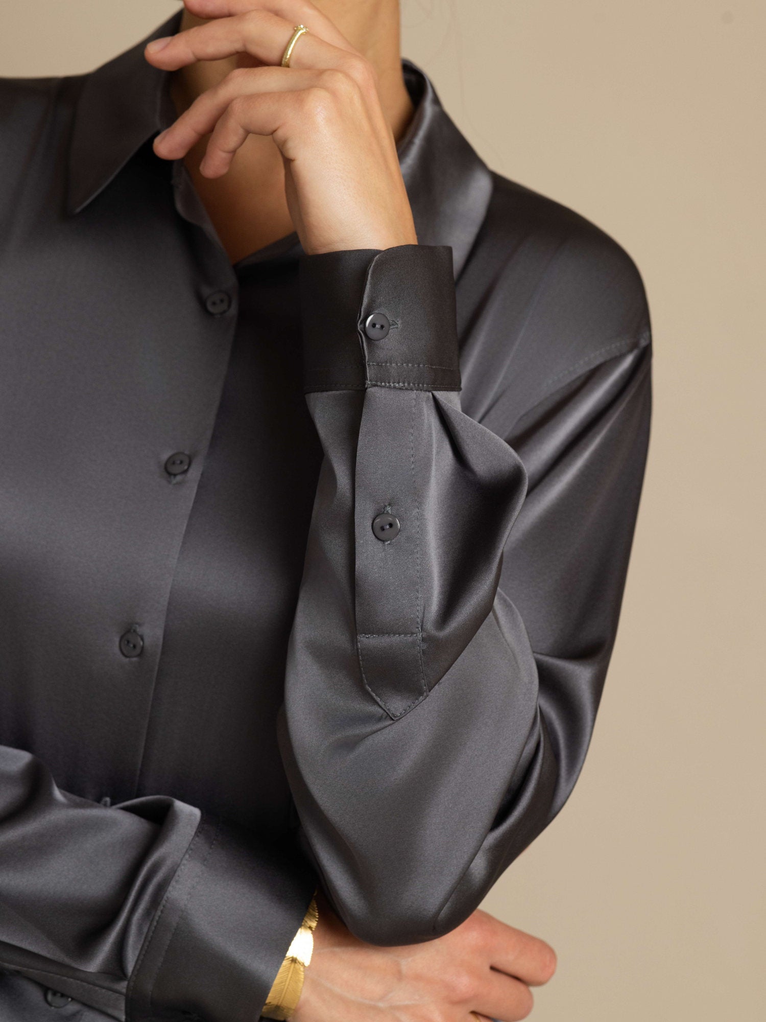 [Mørkegrå] SilkSilky-NO Silke Womens Shirt 005