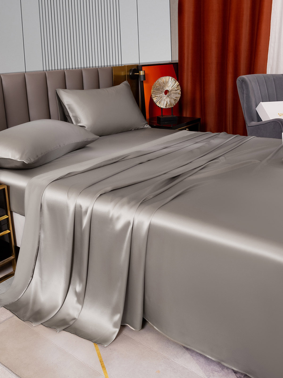 [Grå] SilkSilky-NO 22Momme Bedding Set 003