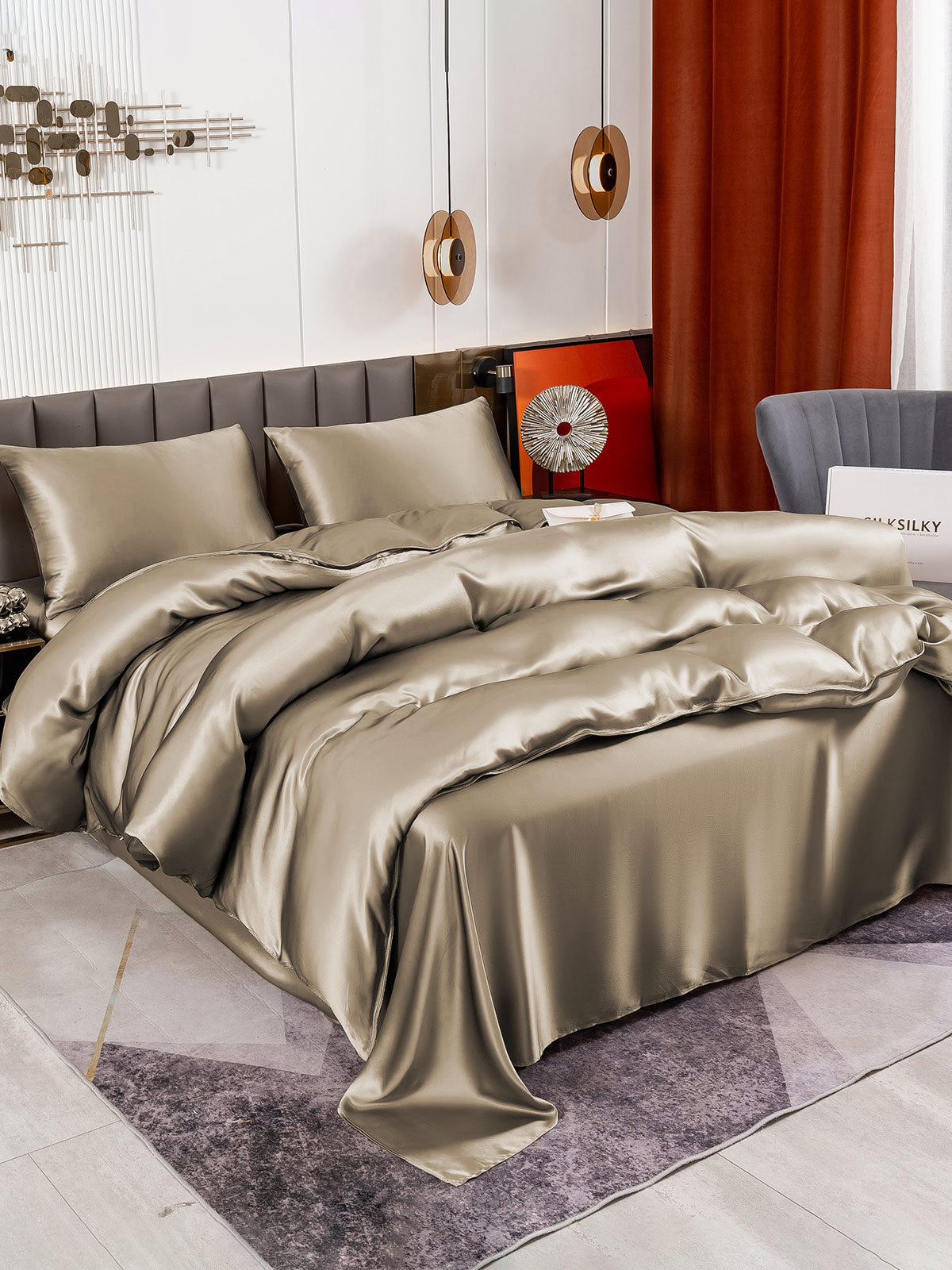 [Kaki] SilkSilky-NO 19Momme Bedding Set 003