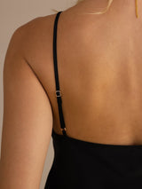 [Svart] SilkSilky-NO Spaghetti Strap V Neck Camisole Topp 004