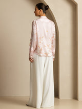 [Rosa] SilkSilky-NO 19Momme Langermet Slagkrage Skjorte for Kvinner 006