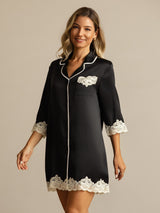 [Svart] SilkSilky-NO Silke Nightshirt 007
