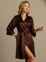 [Kaffe] SilkSilky-NO 3/4 Sleeve Morgenkåpe for Kvinner 003