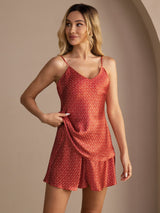 [Vinrød Ginkgo] SilkSilky-NO Spaghetti Strap V Neck Camisole sett 001