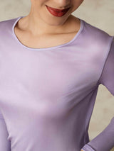 [Lilla] SilkSilky-NO Long Sleeve Round Neck Dame Langt Undertøy 005