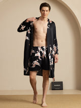 [Svart] SilkSilky-NO 19Momme Long Sleeve Mens Pajamas 003