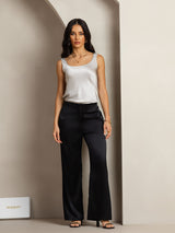 [Sølv] SilkSilky-NO 19Momme Ermeløs Dyp Rund Halsutringning Camisole Topp 003
