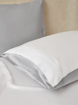 [Lysegrå+Hvit] SilkSilky-NO 25Momme Bedding Set 003