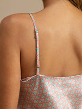 [Rosa Hjerte Geo] SilkSilky-NO 19Momme Spaghetti Stropp V Hals Camisole sett 006