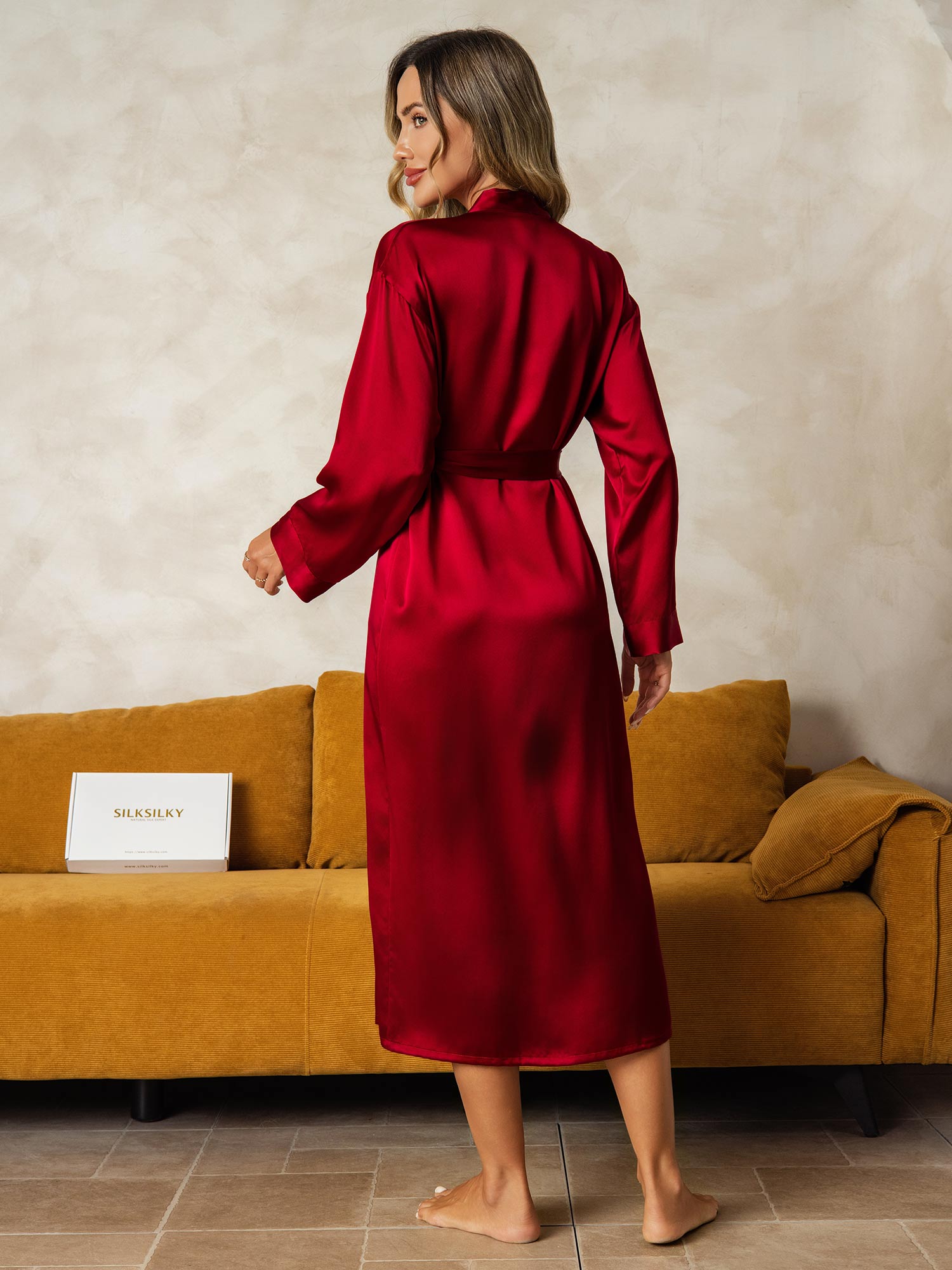 [Vin] SilkSilky-NO Long Sleeve Morgenkåpe for Kvinner 002