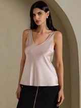 [Skyggegrå] SilkSilky-NO Sleeveless V Neck Camisole Topp 003