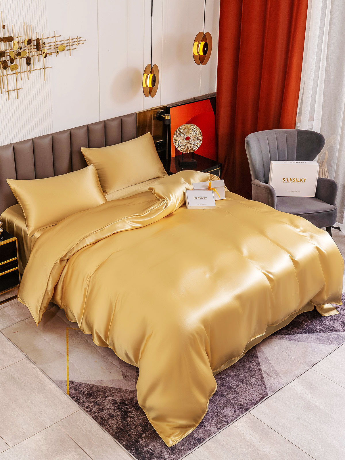 [Champagne] SilkSilky-NO 19Momme Bedding Set 004
