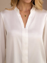 [Hvit] SilkSilky-NO Long Sleeve Damebluser 005