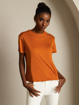 [Oransje] SilkSilky-NO Short Sleeve T-skjorte for Kvinner 004