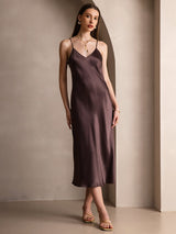 [Kaffe] SilkSilky-NO Spaghetti Strap V Neck Kjole 001