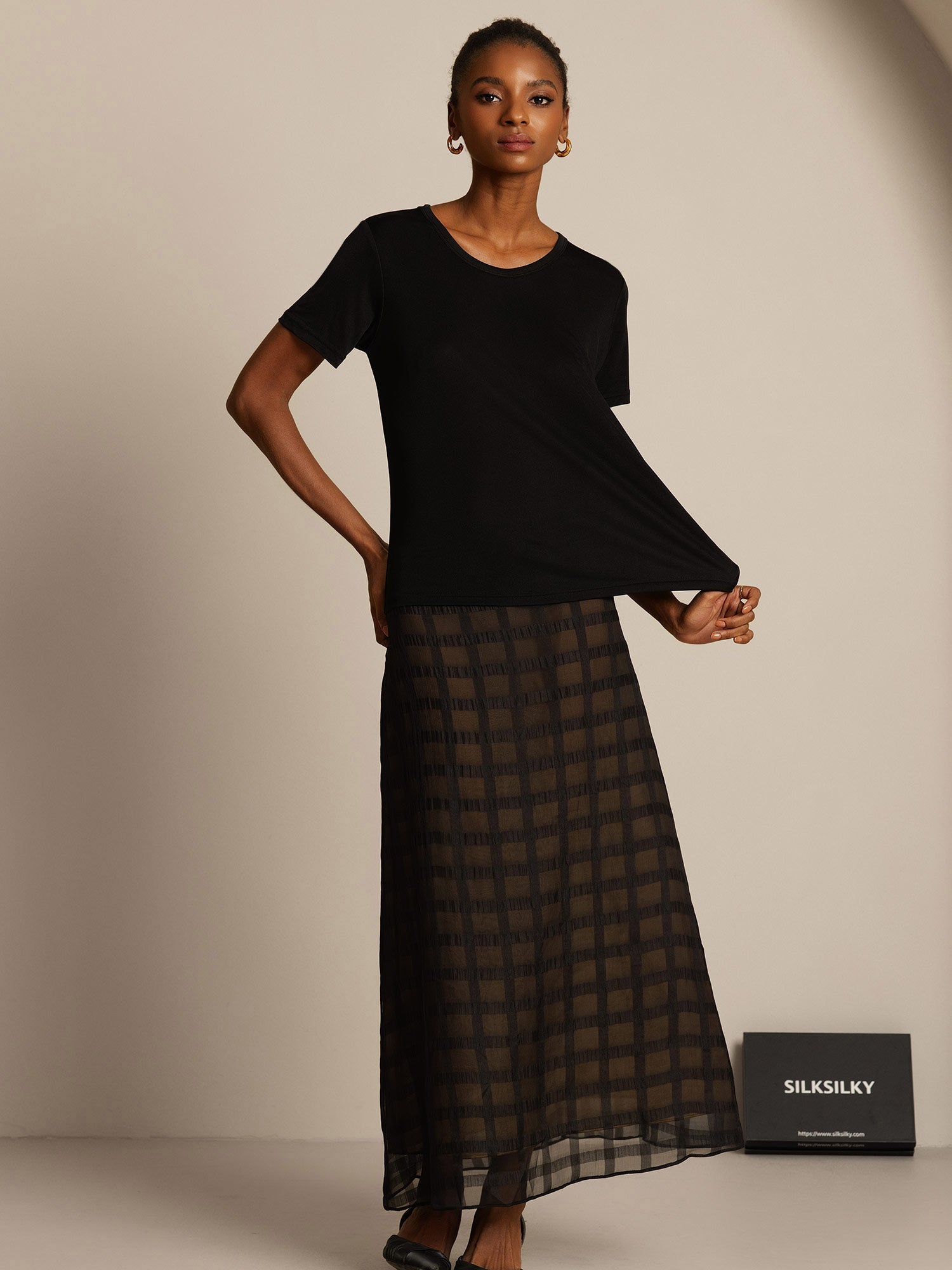 [Svart] SilkSilky-NO Womens T-Shirt 008