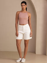 [Rosa] SilkSilky-NO Sleeveless Crew Neck Camisole Topp 007