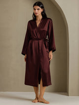 [Brun] SilkSilky-NO Long Sleeve Morgenkåpe for Kvinner 007