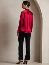 [Vin] SilkSilky-NO Long Sleeve Tie Neck Damebluser 004