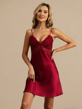 [Vin] SilkSilky-NO Spaghetti Strap Deep V Neck Nattkjole 007