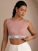 [Rosa] SilkSilky-NO Sleeveless Crew Neck Camisole Topp 005