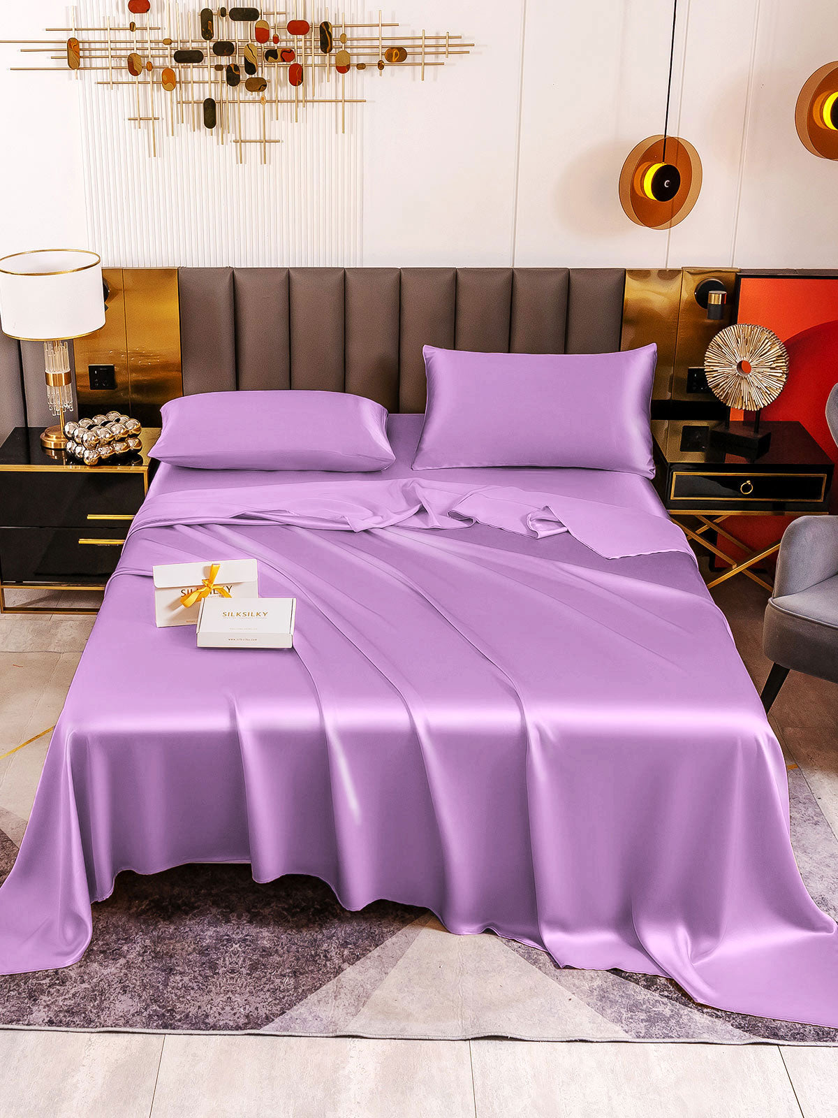 [Lavendel] SilkSilky-NO 19Momme Pure Silk Bedding Set 002
