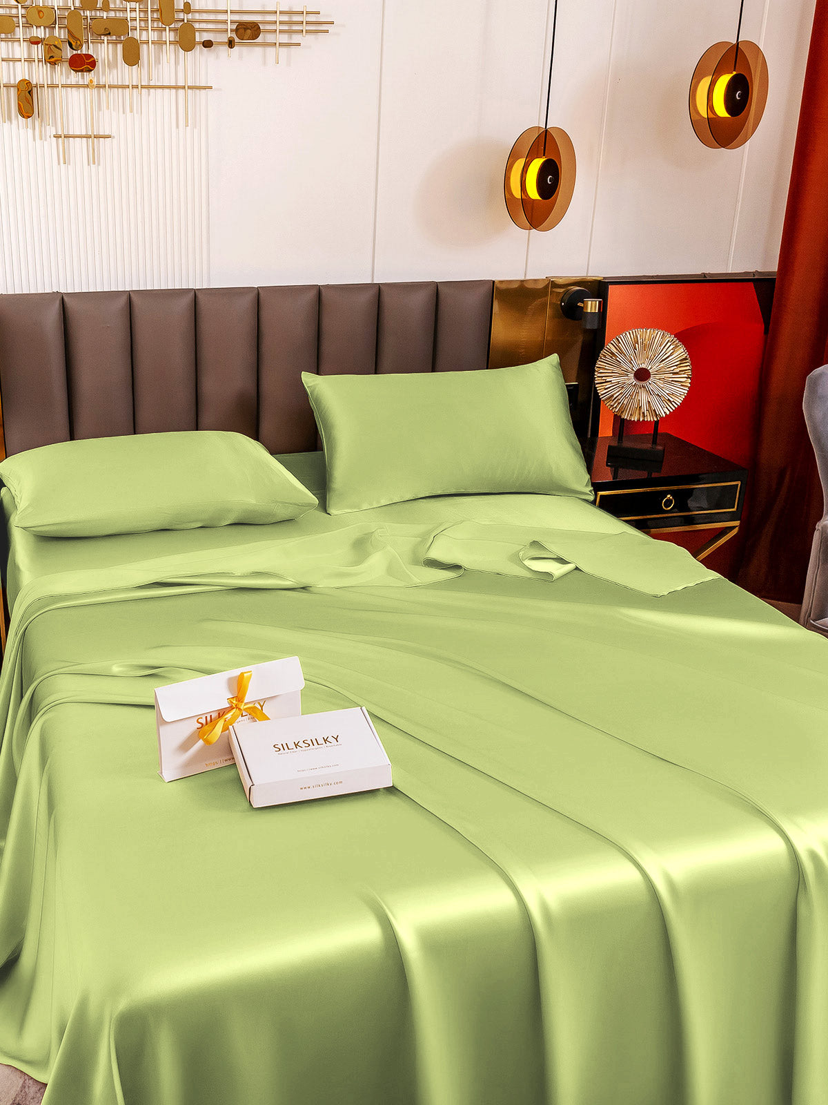 [Mintgrønn] SilkSilky-NO 19Momme Pure Silk Bedding Set 005