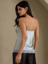 [Gråblå] SilkSilky-NO V Neck Camisole Topp 002
