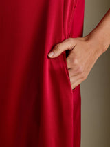 [Vin] SilkSilky-NO 3/4 Sleeve Round Neck Kjole 003