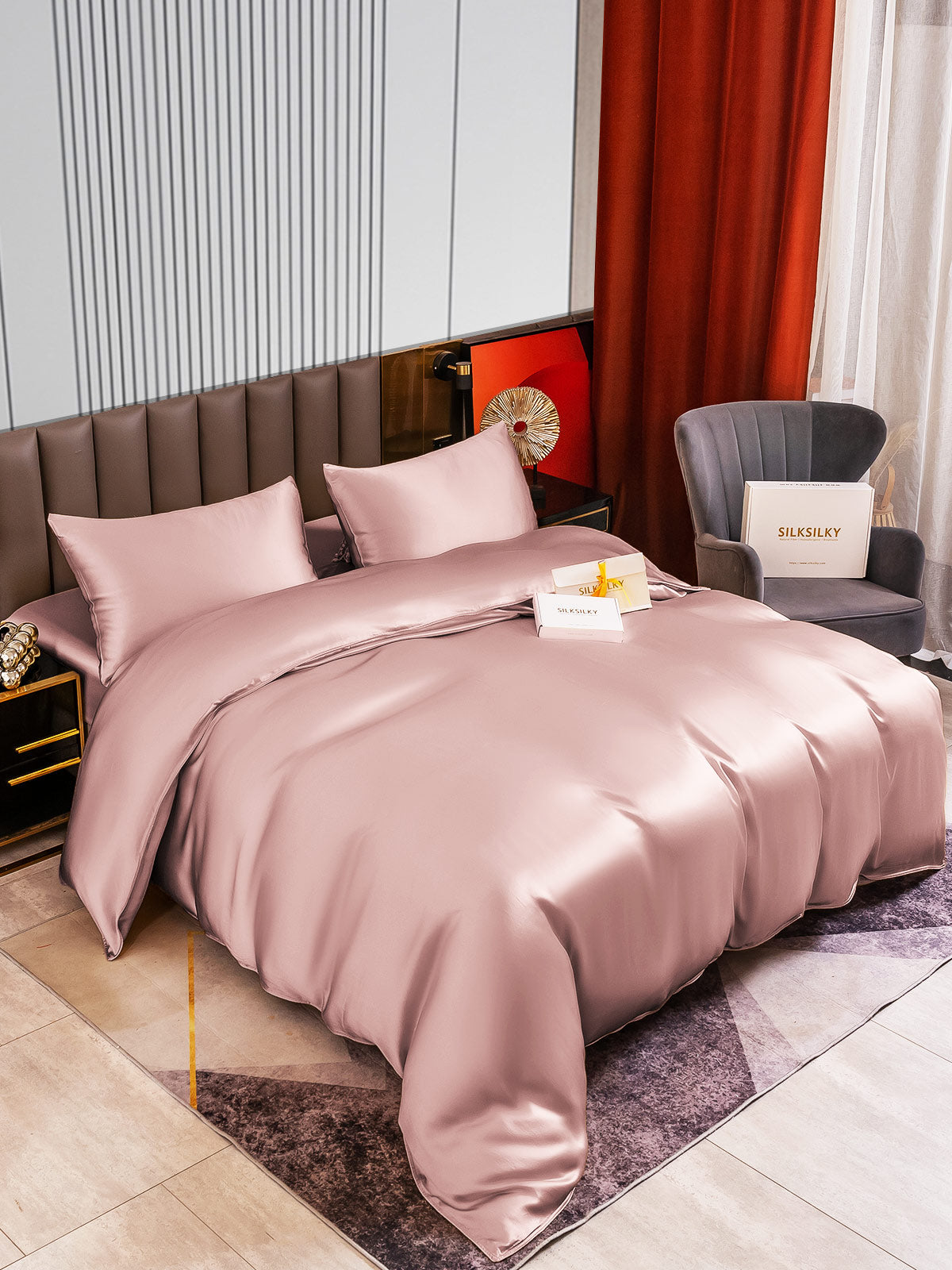 [Blek Mauve] SilkSilky-NO 22Momme Bedding Set 002