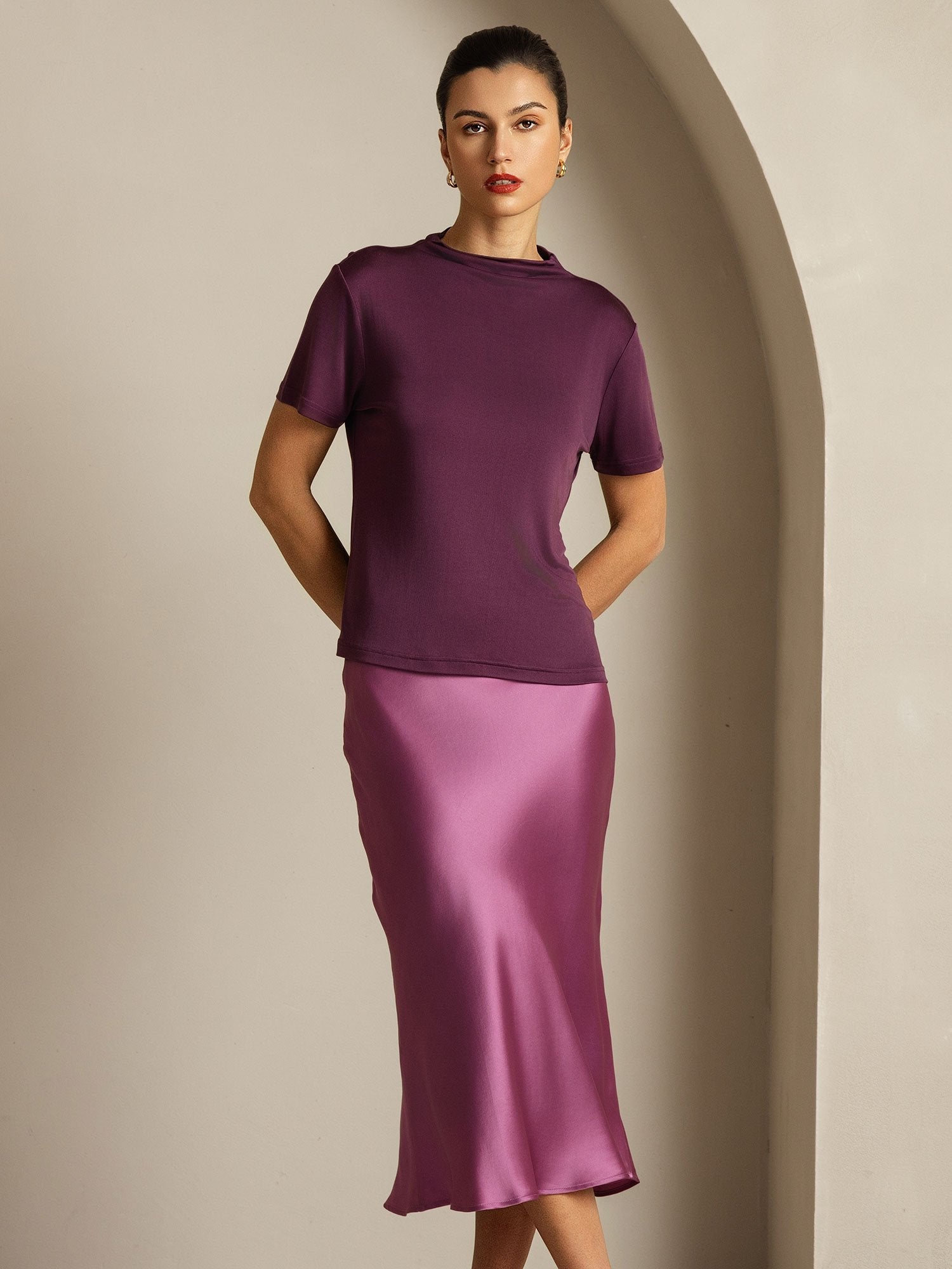 [Lilla] SilkSilky-NO Silke Womens T-Shirt 008