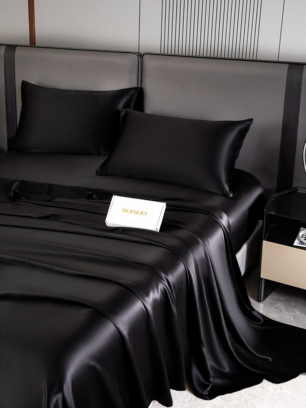[Svart] SilkSilky-NO 22Momme Bedding Set 006