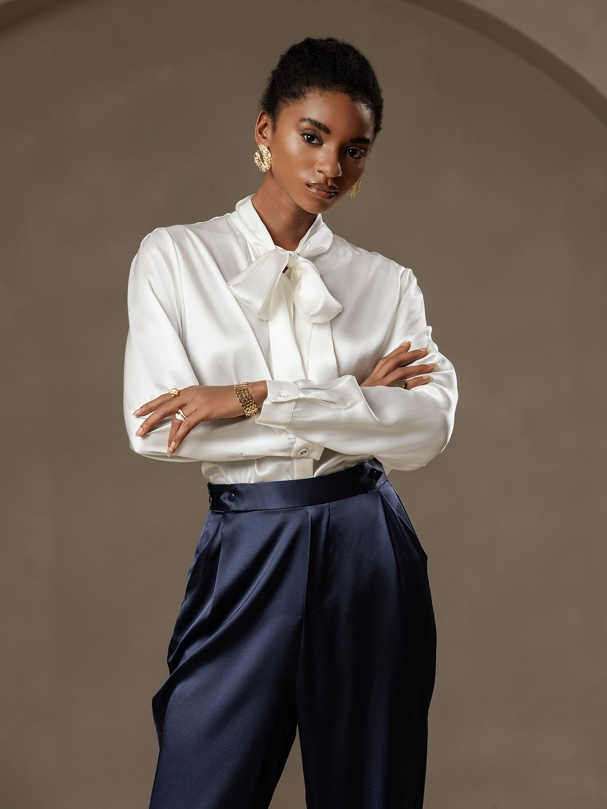 [Mørke blå] SilkSilky-NO 19Momme Silke Womens Pants 003