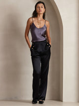 [Lilla Grå] SilkSilky-NO Spaghetti Strap V Neck Camisole Topp 005