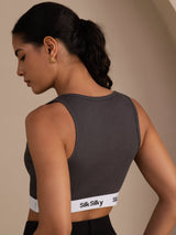 [Grå] SilkSilky-NO Sleeveless Crew Neck Camisole Topp 002